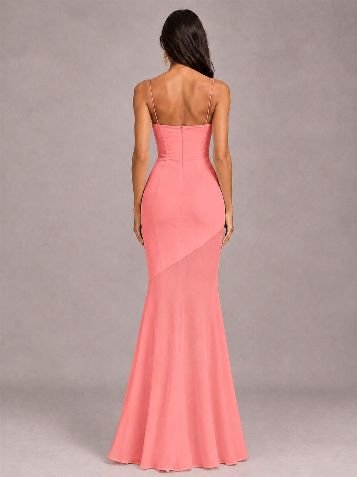 Sweetheart Mermaid Sleeveless Chiffon Spaghetti Straps Wedding Guest Dress