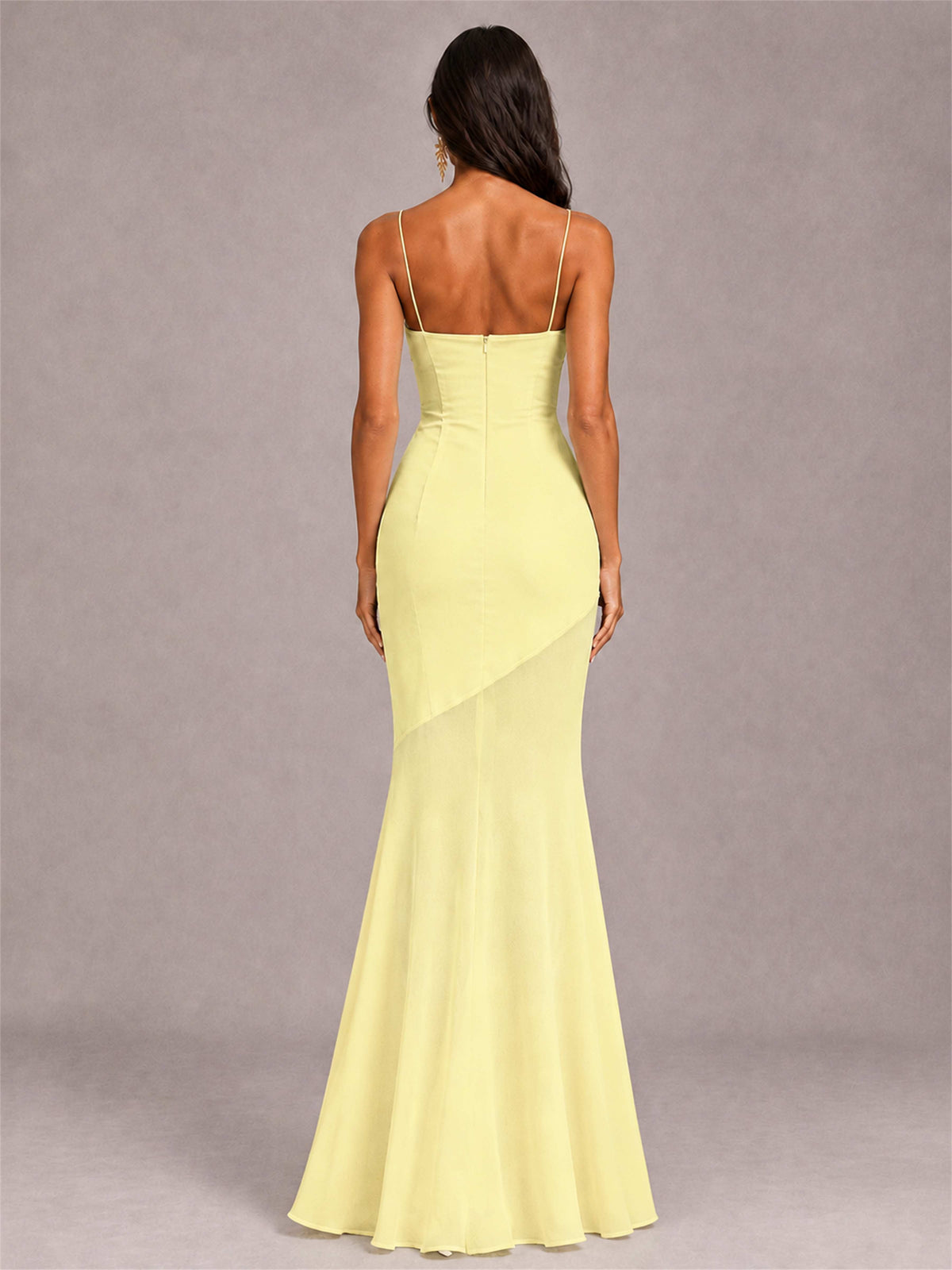Sweetheart Mermaid Sleeveless Chiffon Spaghetti Straps Wedding Guest Dress