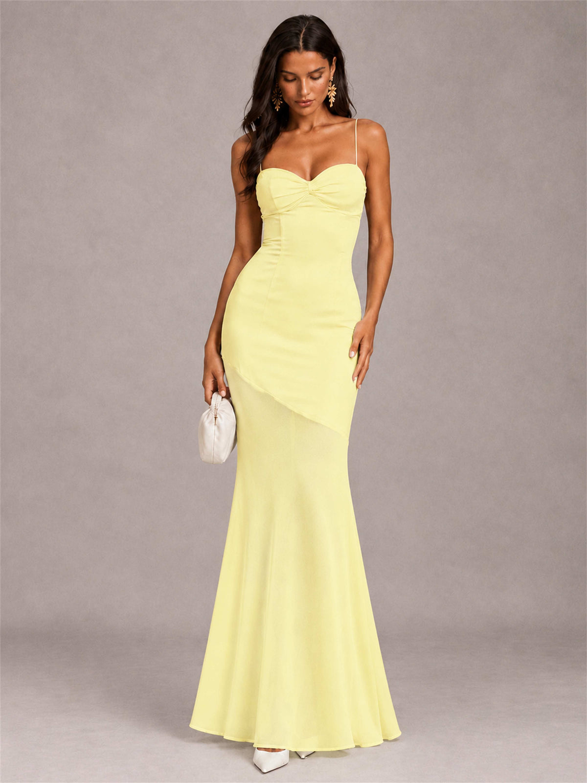 Sweetheart Mermaid Sleeveless Chiffon Spaghetti Straps Wedding Guest Dress