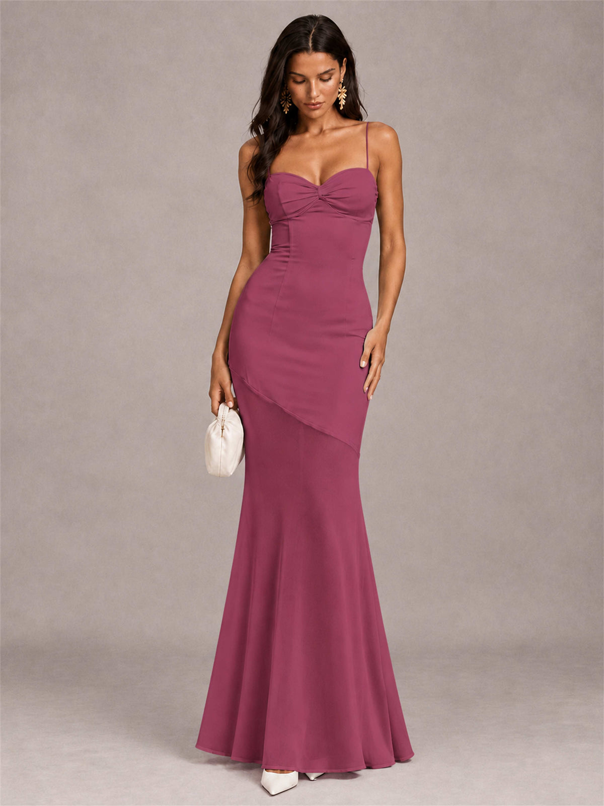 Sweetheart Mermaid Sleeveless Chiffon Spaghetti Straps Wedding Guest Dress
