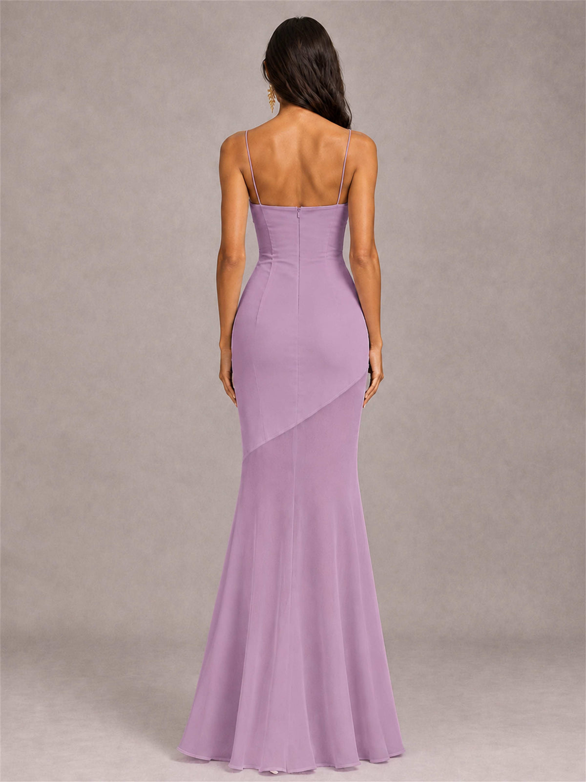 Sweetheart Mermaid Sleeveless Chiffon Spaghetti Straps Wedding Guest Dress