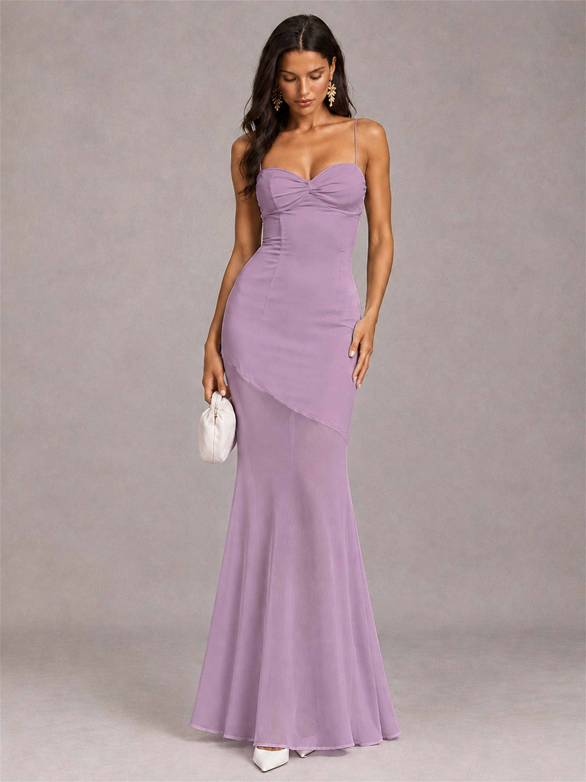 Sweetheart Mermaid Sleeveless Chiffon Spaghetti Straps Wedding Guest Dress