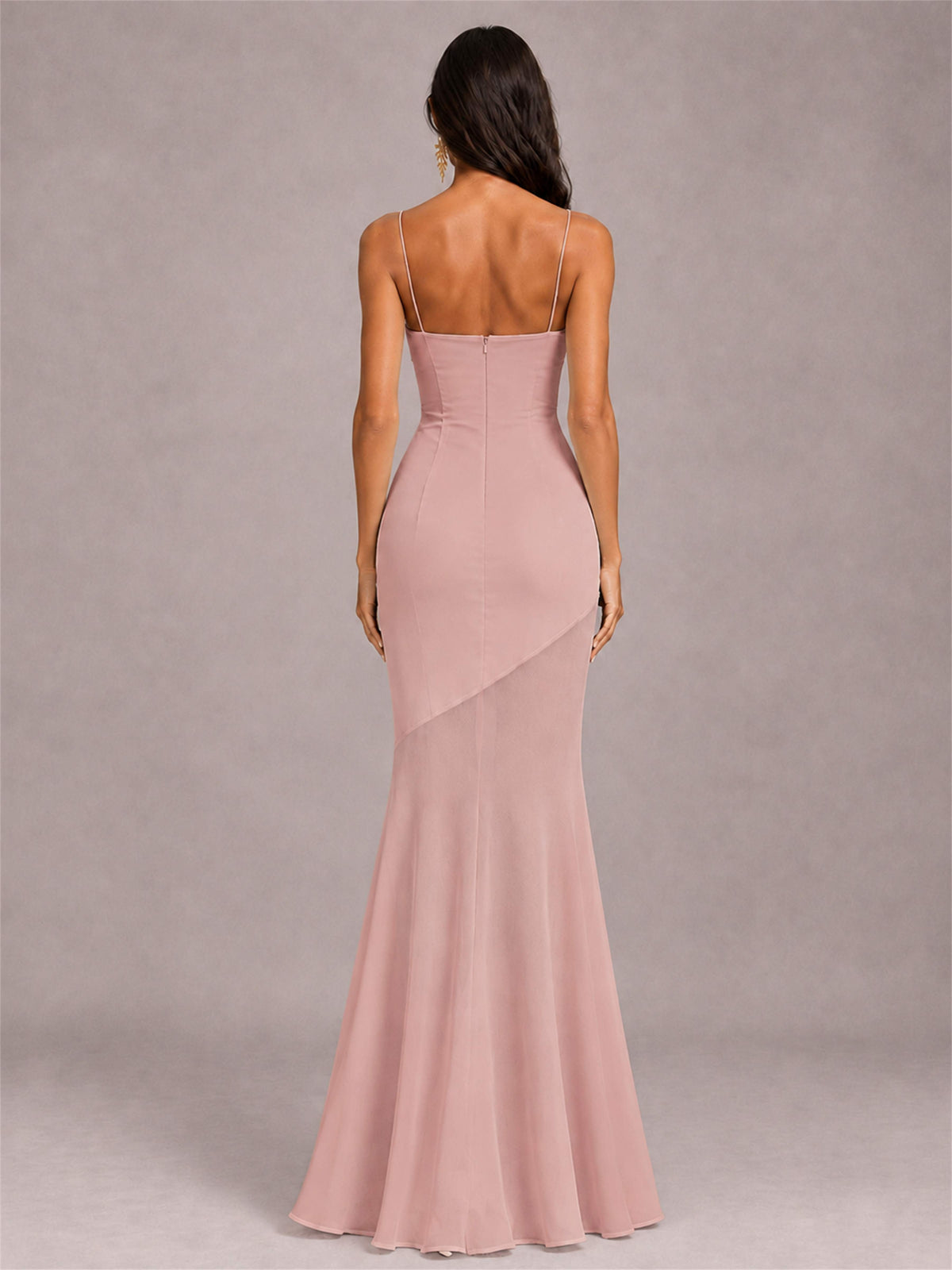 Sweetheart Mermaid Sleeveless Chiffon Spaghetti Straps Wedding Guest Dress
