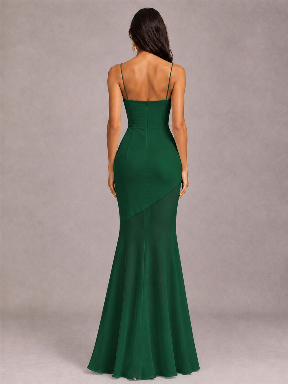 Sweetheart Mermaid Sleeveless Chiffon Spaghetti Straps Wedding Guest Dress