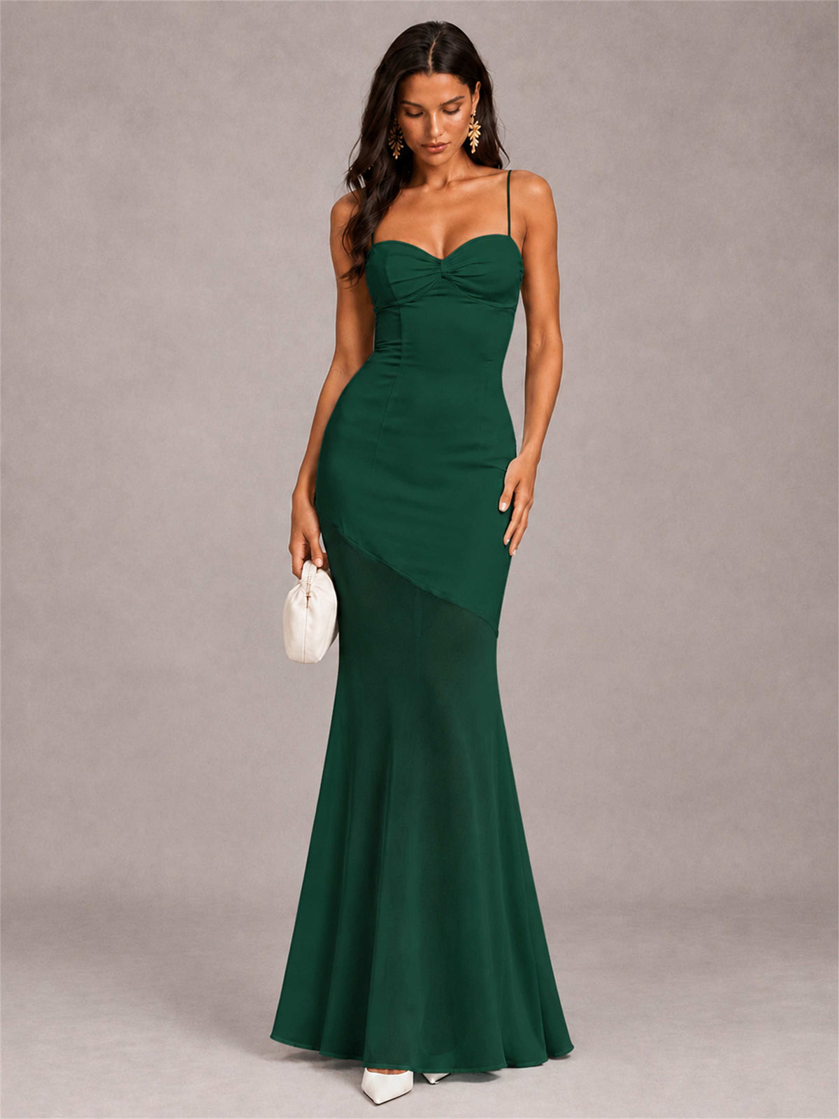 Sweetheart Mermaid Sleeveless Chiffon Spaghetti Straps Wedding Guest Dress