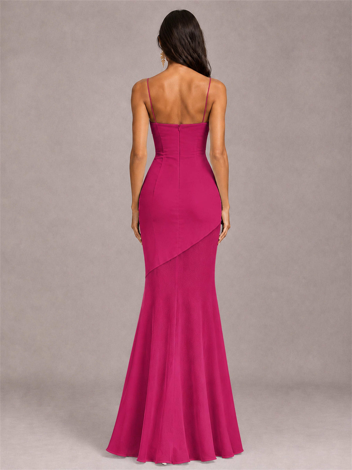 Sweetheart Mermaid Sleeveless Chiffon Spaghetti Straps Wedding Guest Dress