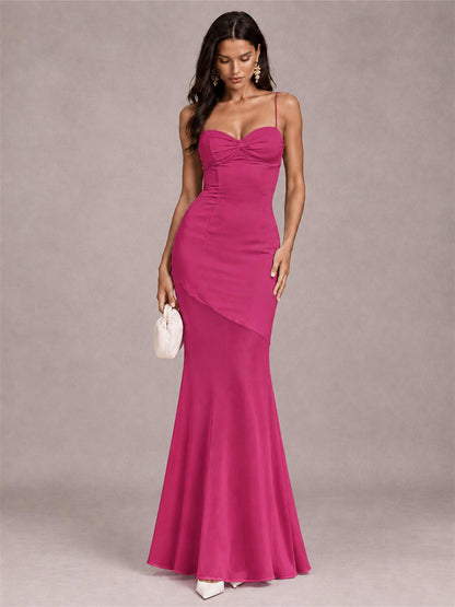 Sweetheart Mermaid Sleeveless Chiffon Spaghetti Straps Wedding Guest Dress