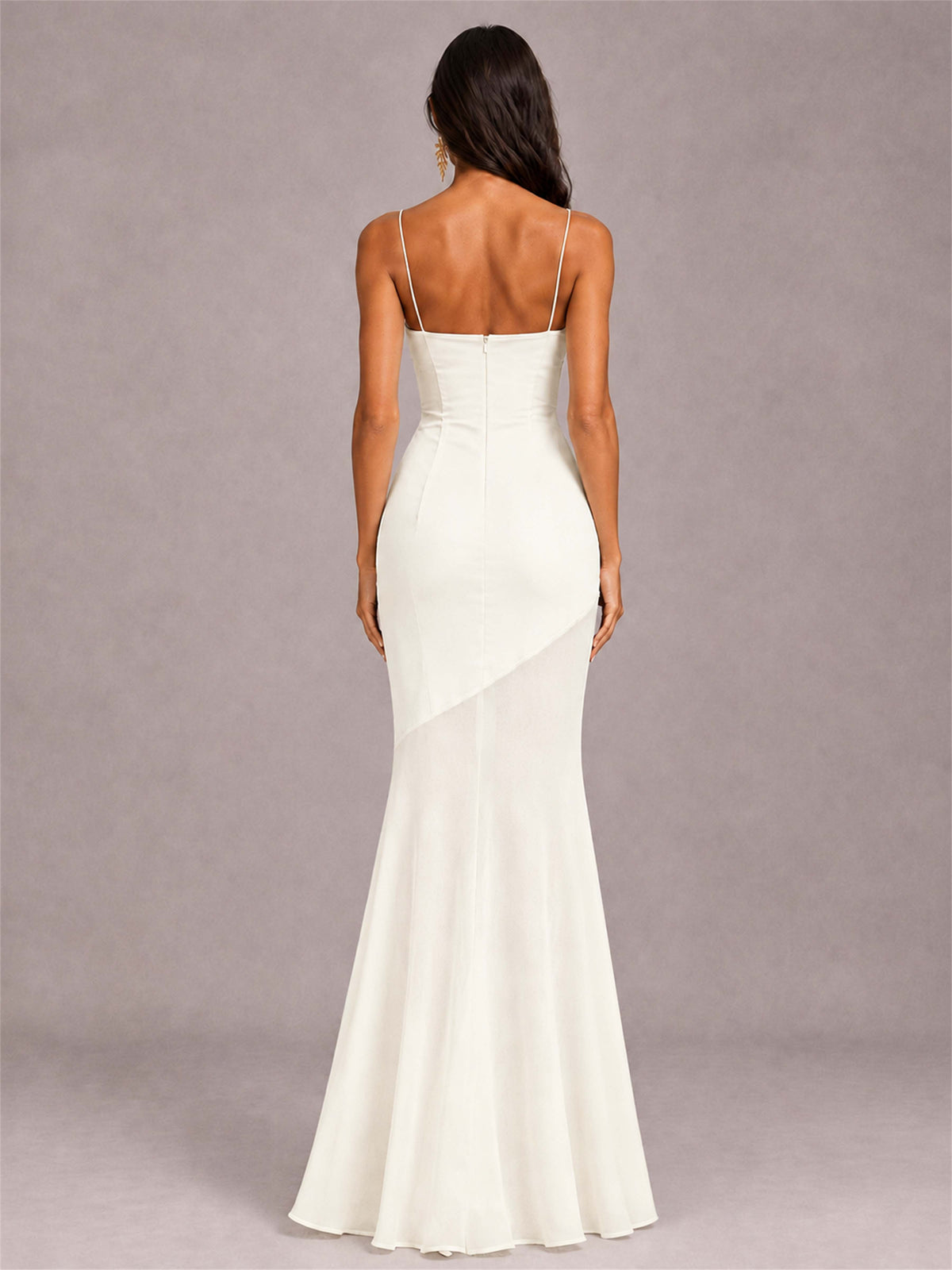 Sweetheart Mermaid Sleeveless Chiffon Spaghetti Straps Wedding Guest Dress