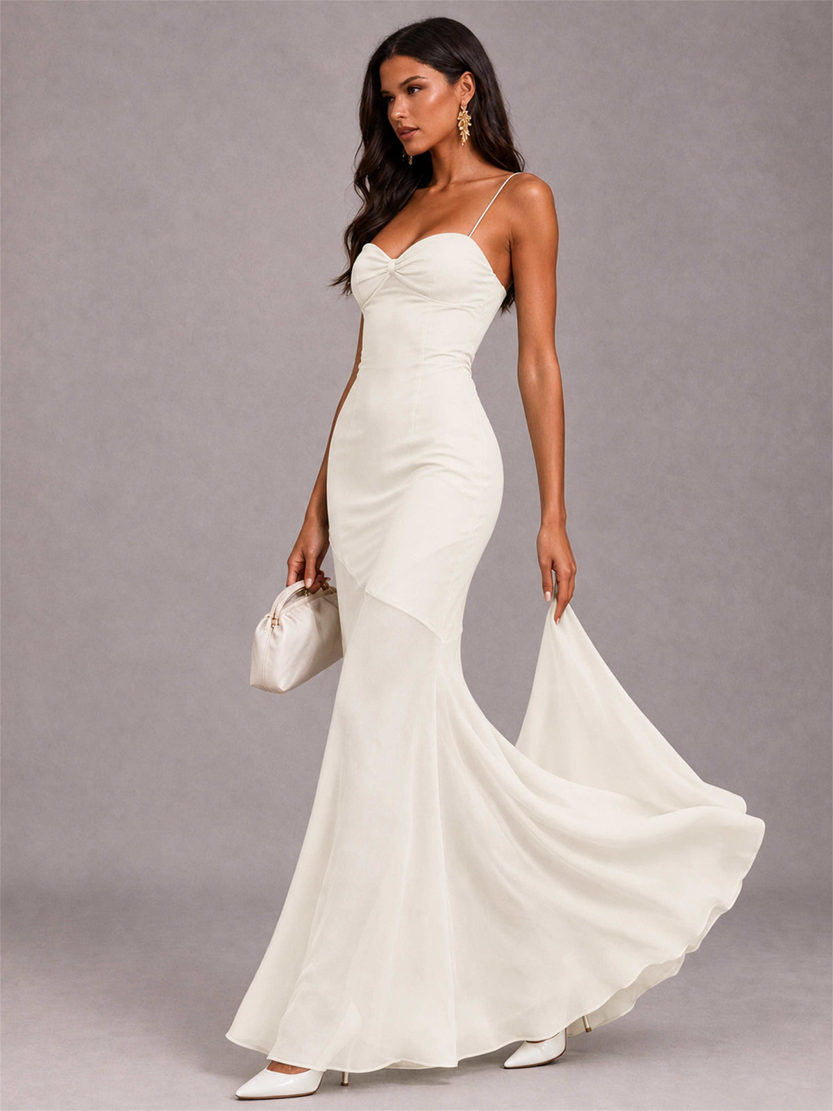 Sweetheart Mermaid Sleeveless Chiffon Spaghetti Straps Wedding Guest Dress