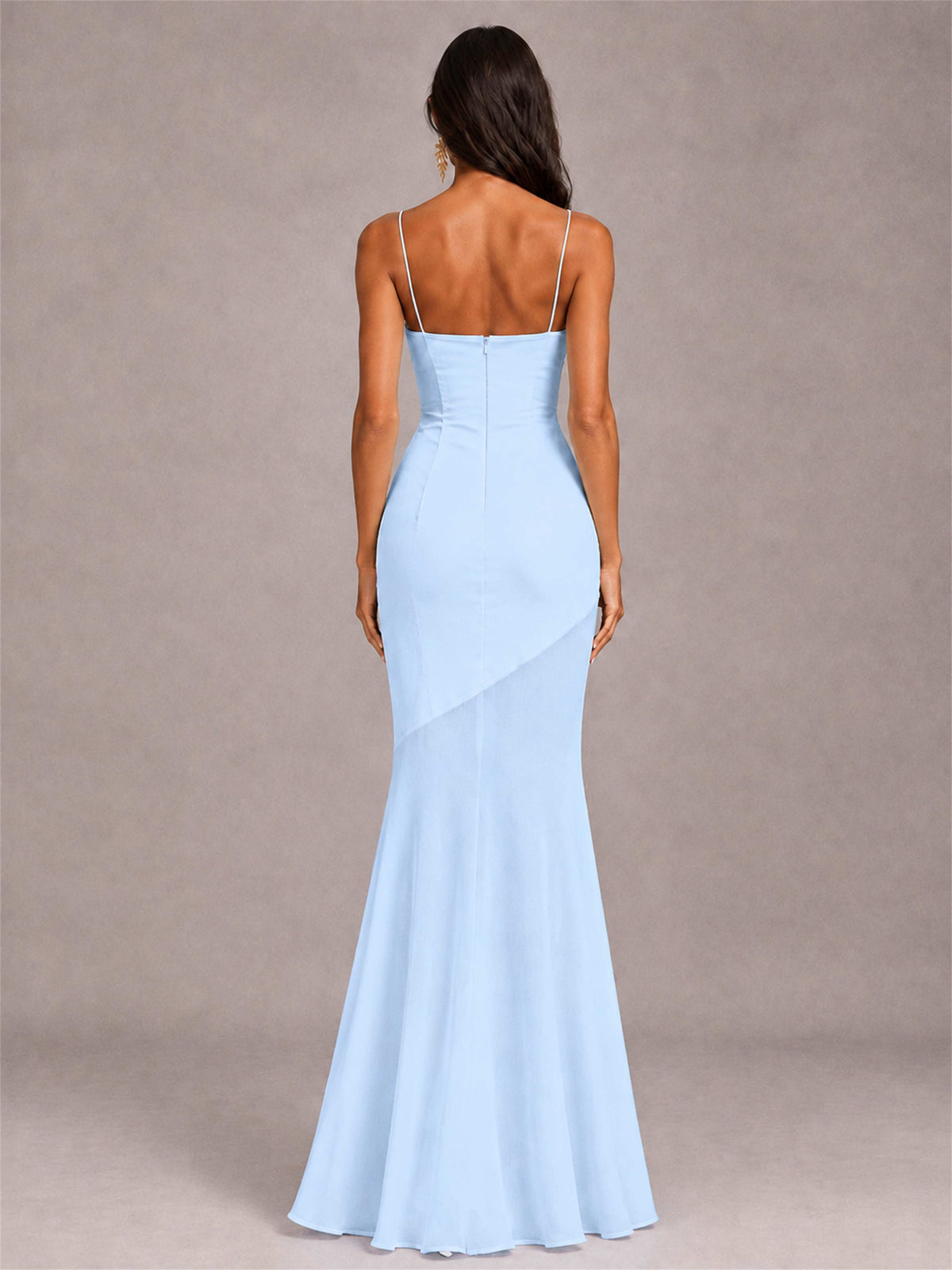 Sweetheart Mermaid Sleeveless Chiffon Spaghetti Straps Wedding Guest Dress