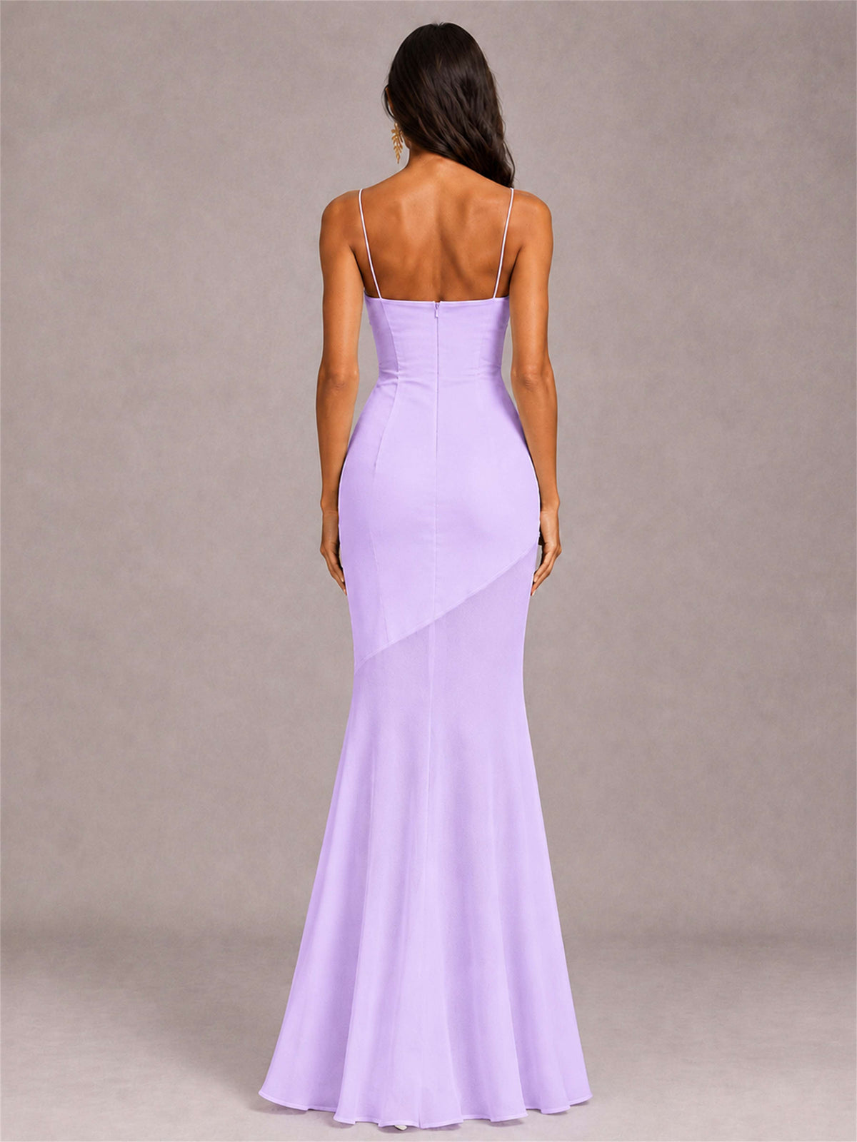 Sweetheart Mermaid Sleeveless Chiffon Spaghetti Straps Wedding Guest Dress