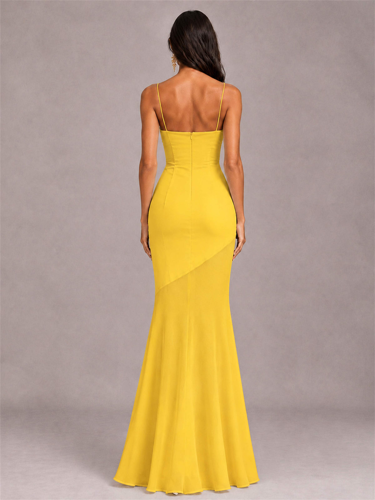 Sweetheart Mermaid Sleeveless Chiffon Spaghetti Straps Wedding Guest Dress