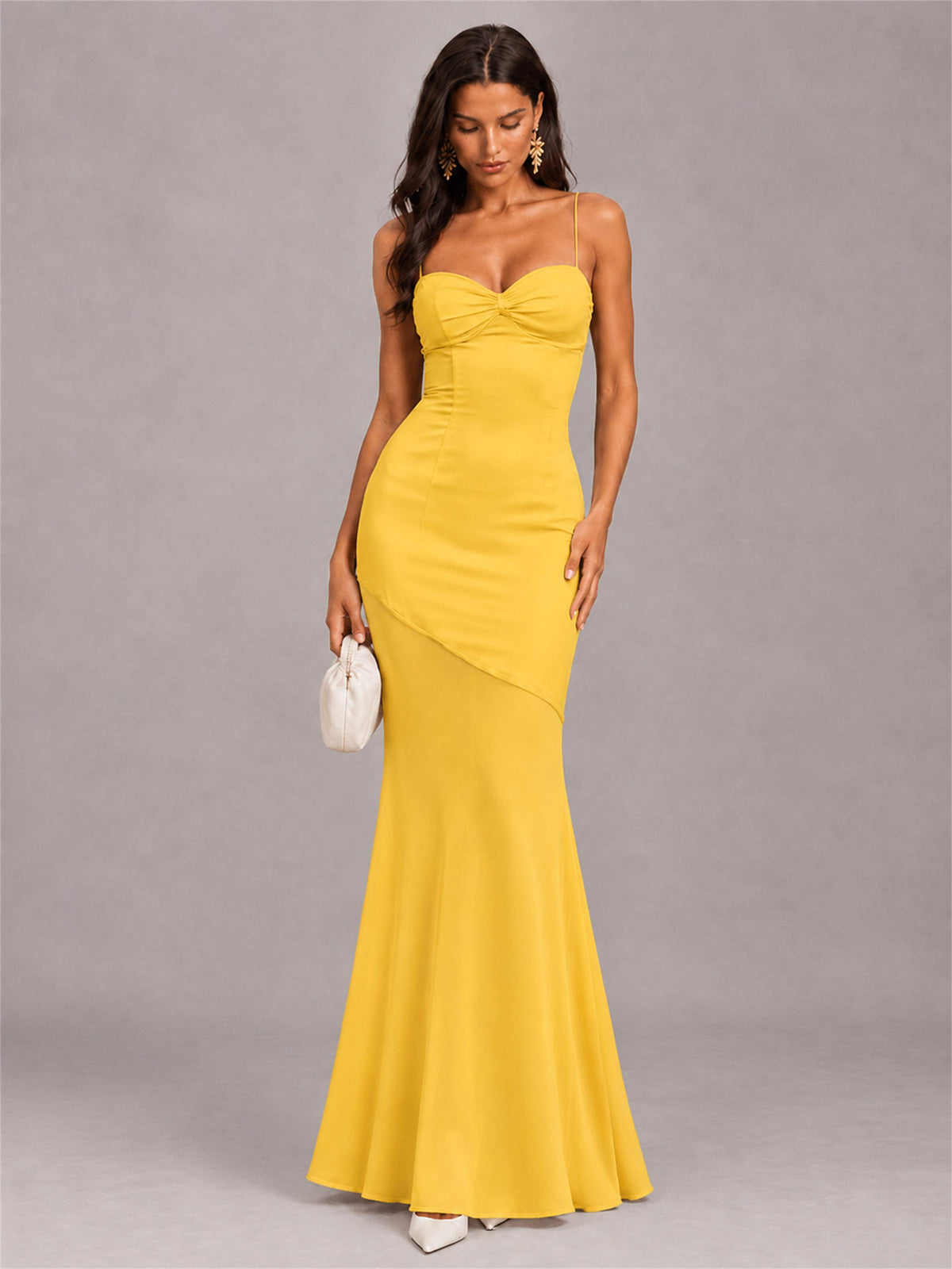 Sweetheart Mermaid Sleeveless Chiffon Spaghetti Straps Wedding Guest Dress
