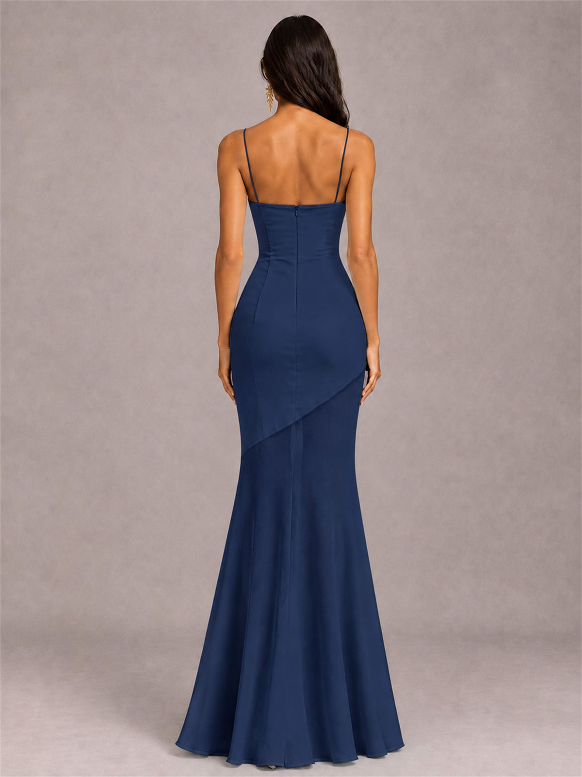 Sweetheart Mermaid Sleeveless Chiffon Spaghetti Straps Wedding Guest Dress