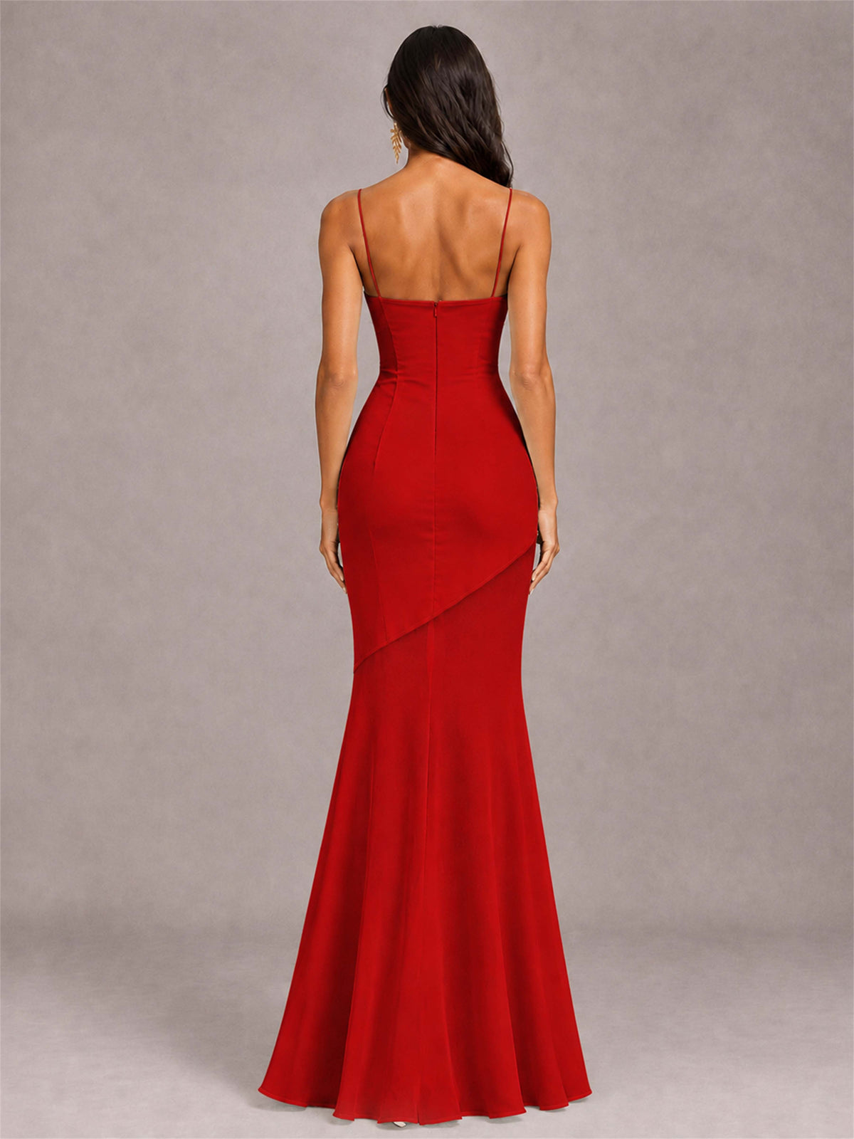 Sweetheart Mermaid Sleeveless Chiffon Spaghetti Straps Wedding Guest Dress