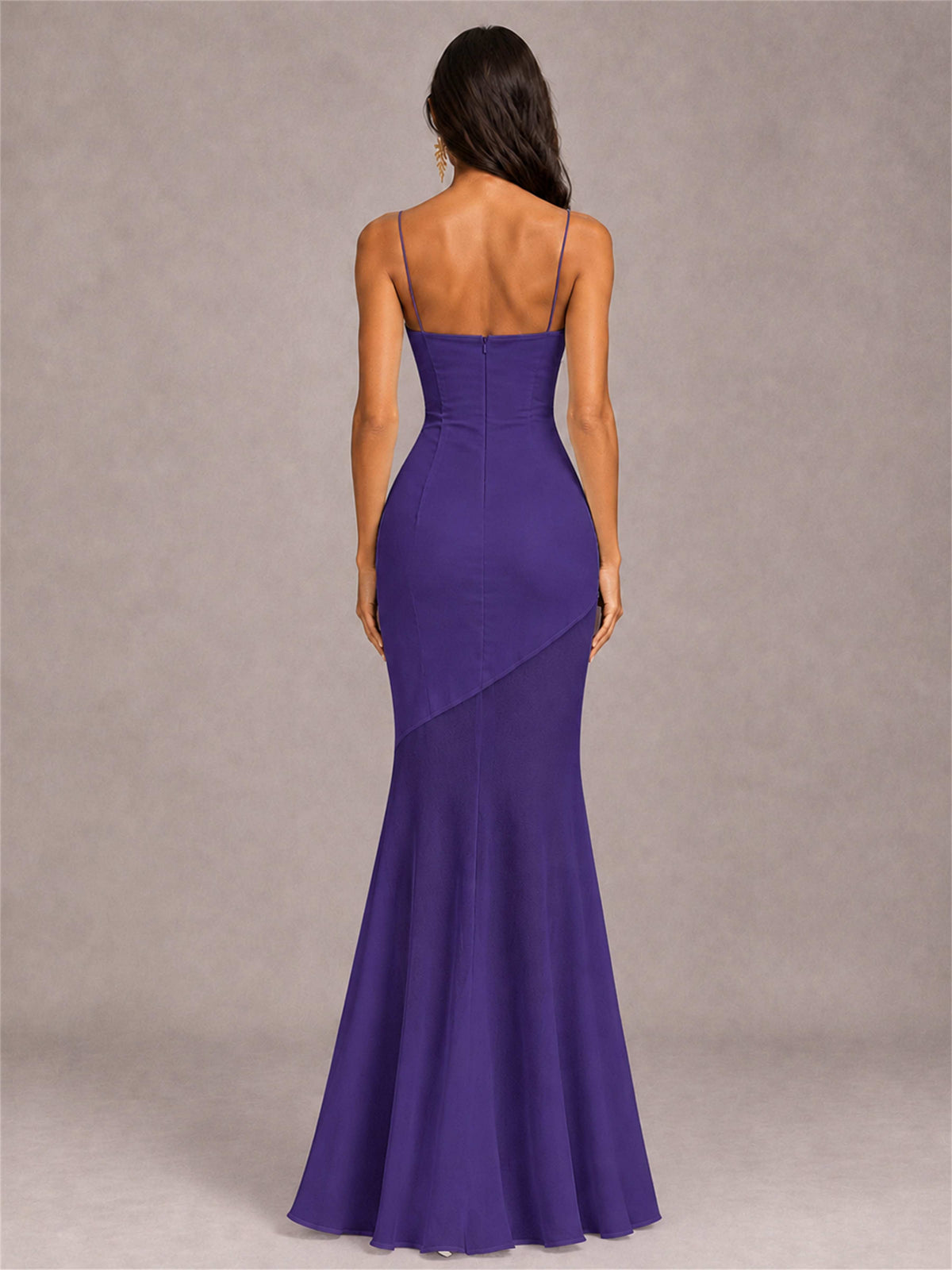 Sweetheart Mermaid Sleeveless Chiffon Spaghetti Straps Wedding Guest Dress