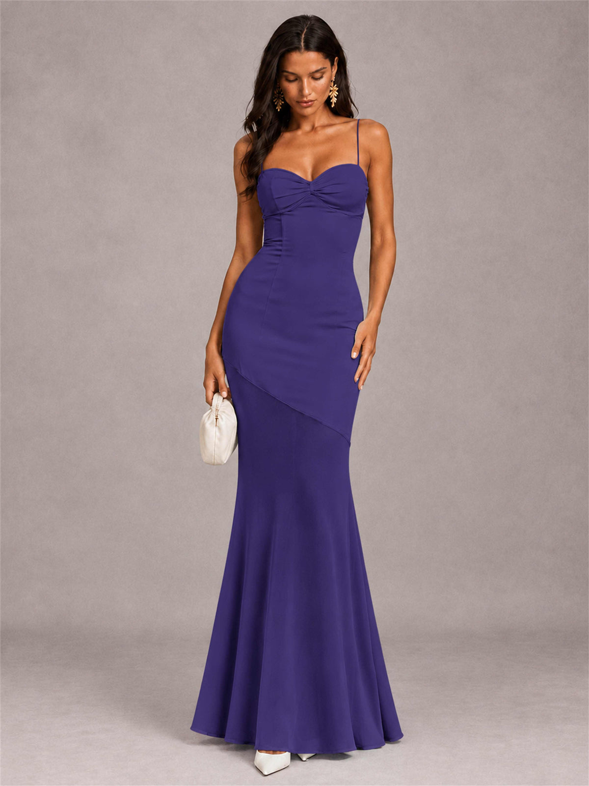 Sweetheart Mermaid Sleeveless Chiffon Spaghetti Straps Wedding Guest Dress