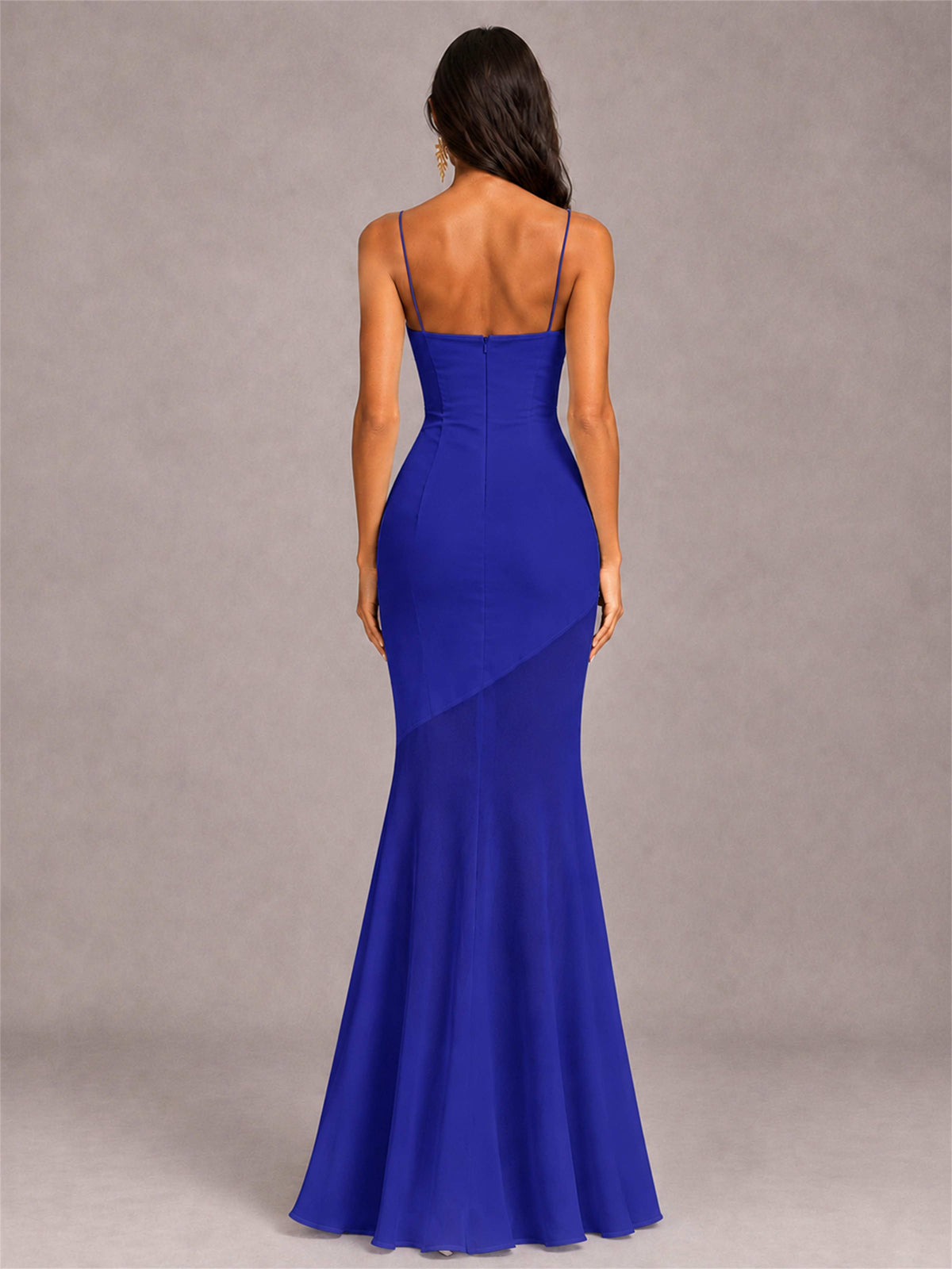 Sweetheart Mermaid Sleeveless Chiffon Spaghetti Straps Wedding Guest Dress