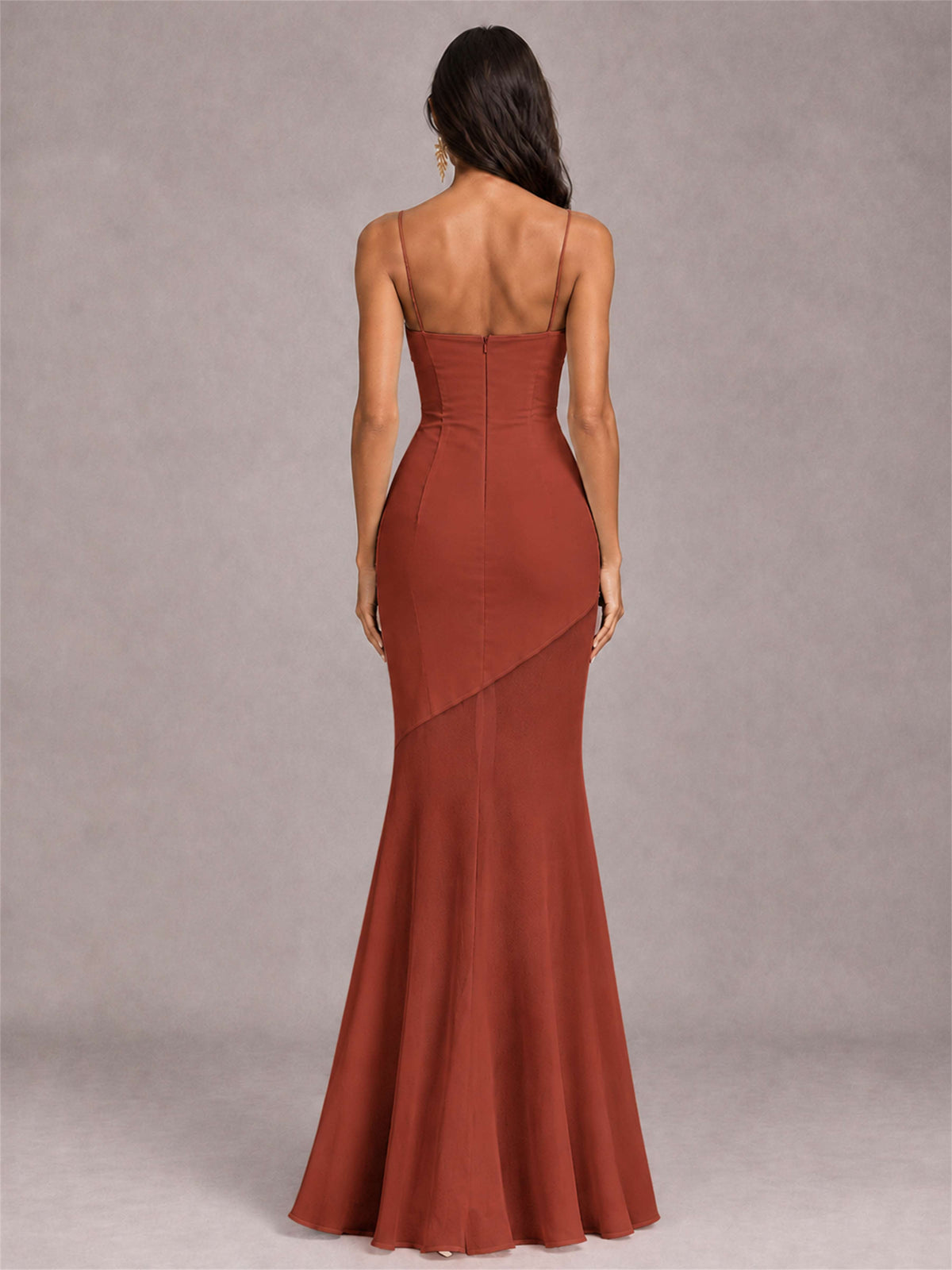 Sweetheart Mermaid Sleeveless Chiffon Spaghetti Straps Wedding Guest Dress
