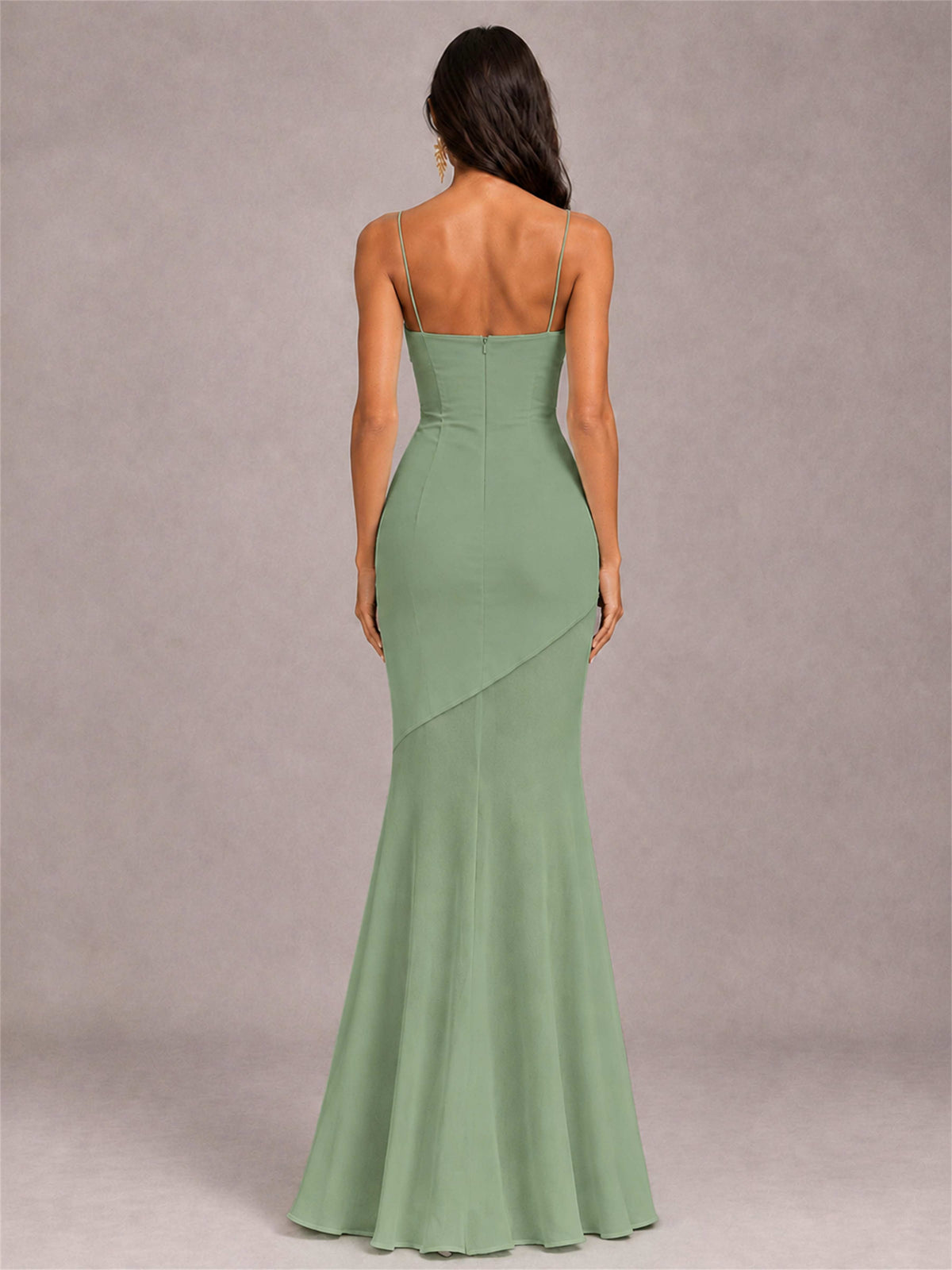 Sweetheart Mermaid Sleeveless Chiffon Spaghetti Straps Wedding Guest Dress