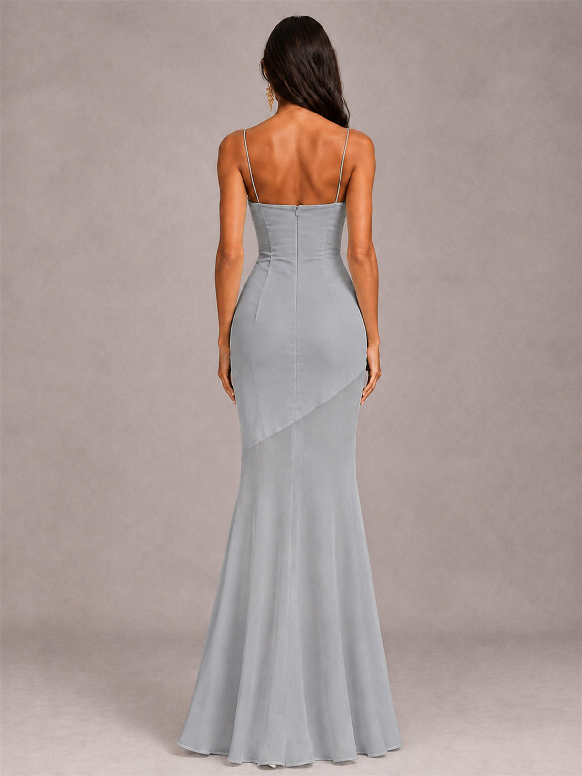 Sweetheart Mermaid Sleeveless Chiffon Spaghetti Straps Wedding Guest Dress