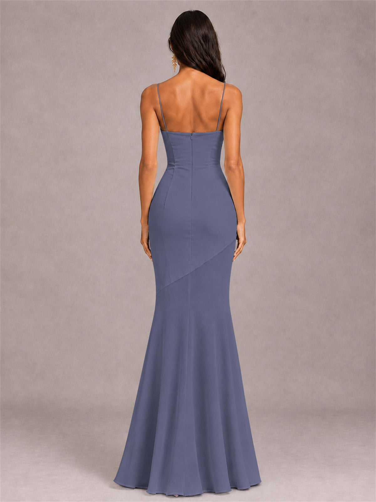 Sweetheart Mermaid Sleeveless Chiffon Spaghetti Straps Wedding Guest Dress