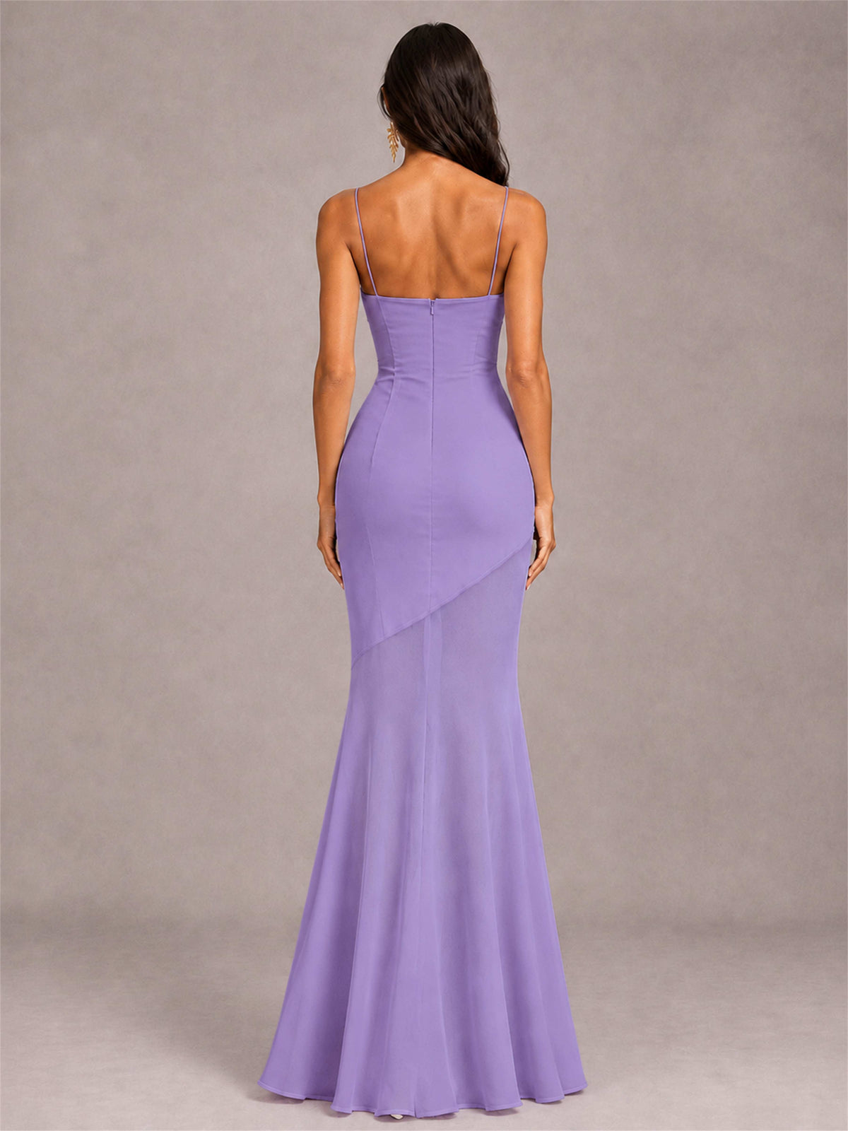 Sweetheart Mermaid Sleeveless Chiffon Spaghetti Straps Wedding Guest Dress