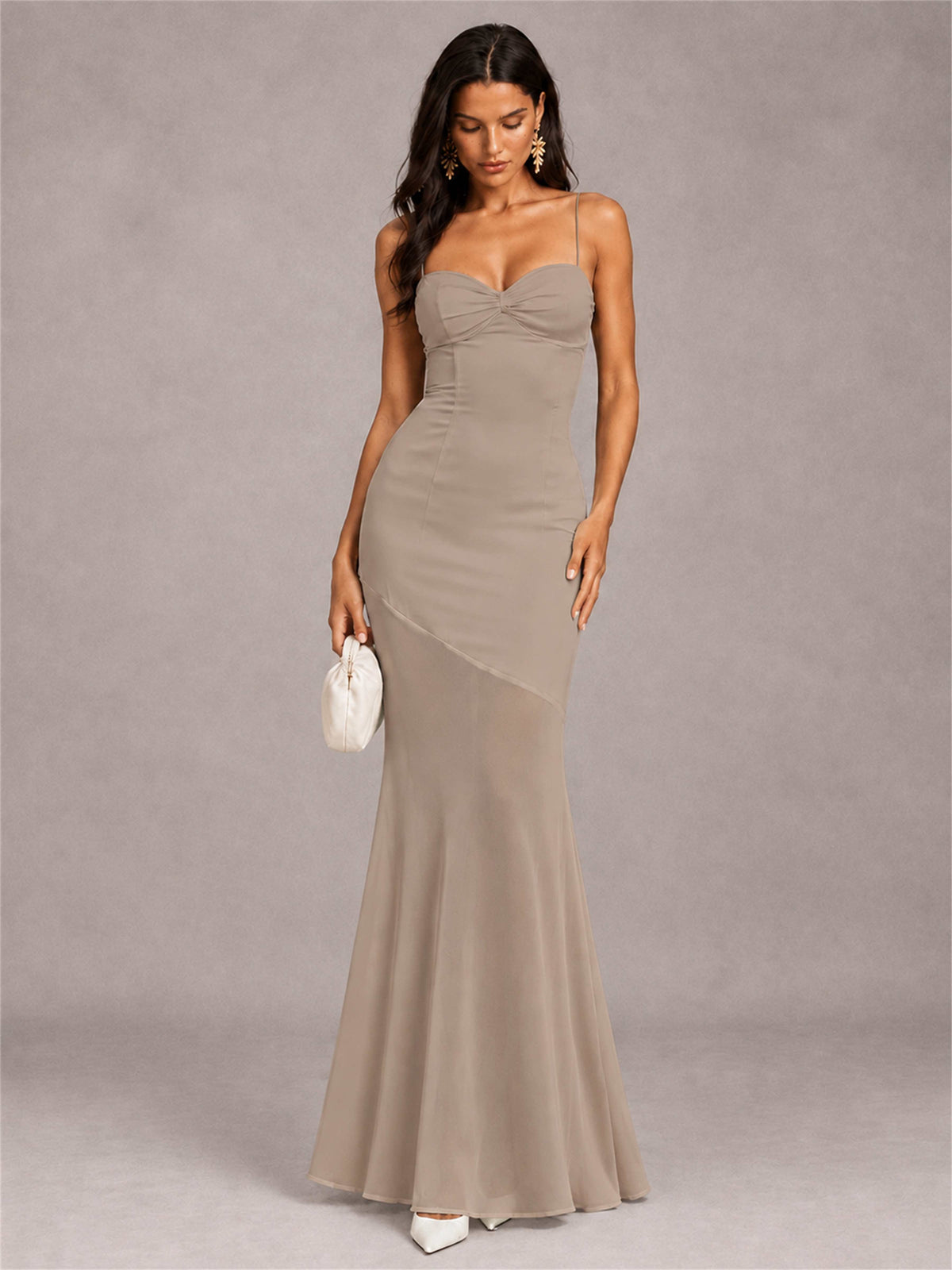 Sweetheart Mermaid Sleeveless Chiffon Spaghetti Straps Wedding Guest Dress