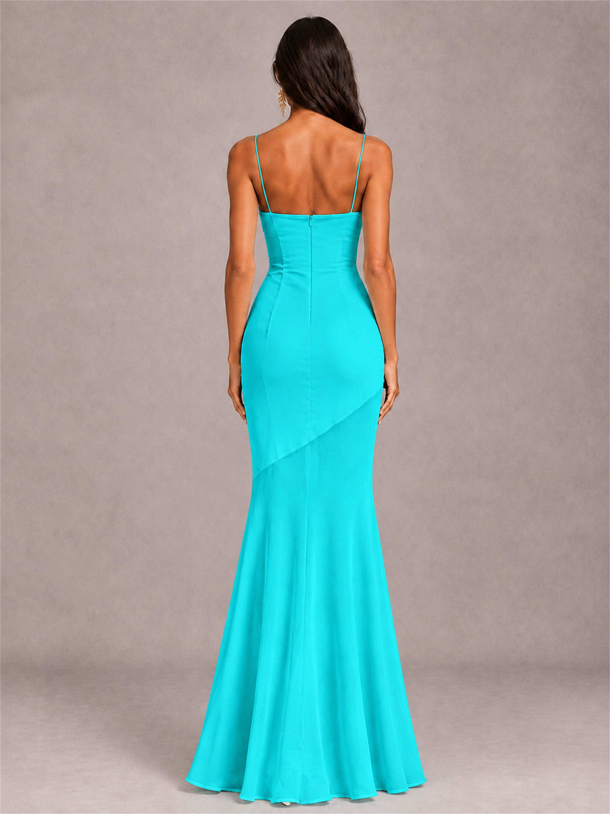 Sweetheart Mermaid Sleeveless Chiffon Spaghetti Straps Wedding Guest Dress
