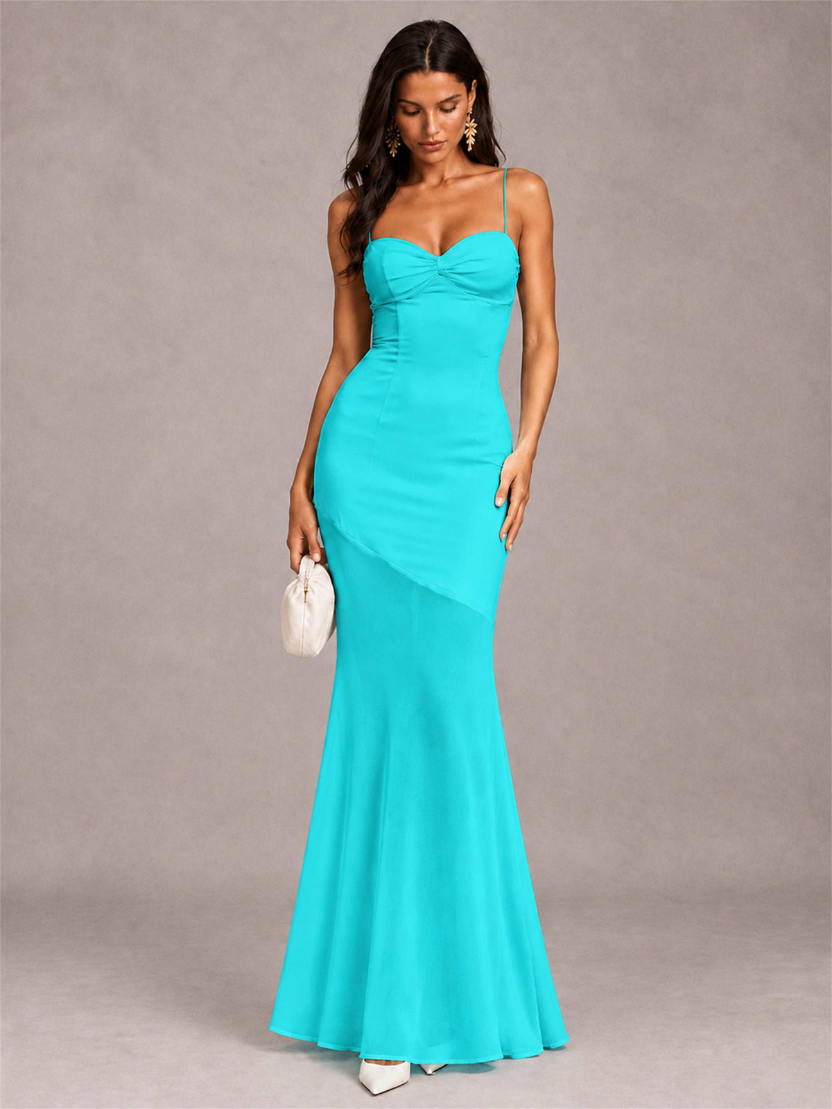 Sweetheart Mermaid Sleeveless Chiffon Spaghetti Straps Wedding Guest Dress