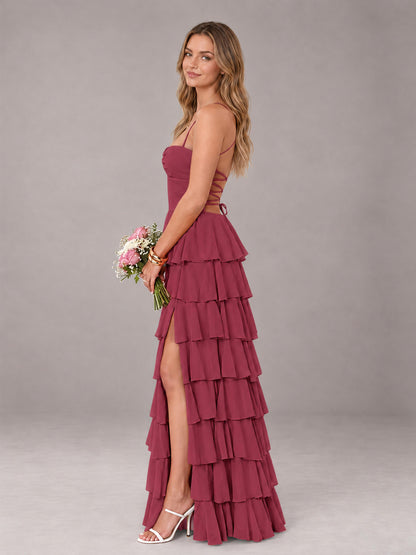 Cinnamon Rose Sweetheart Neck Spaghetti Straps Pleated Floor Length Bridesmaid Dress