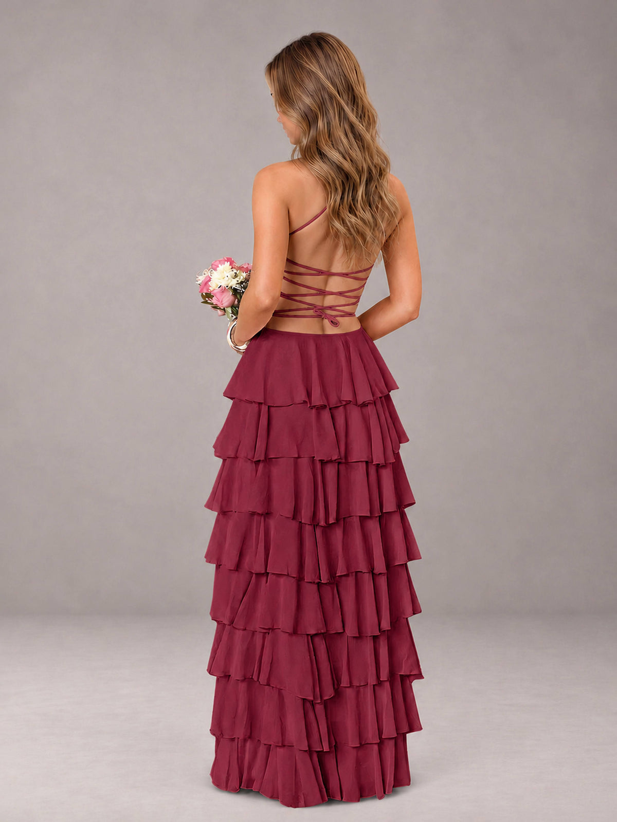 Cinnamon Rose Sweetheart Neck Spaghetti Straps Pleated Floor Length Bridesmaid Dress