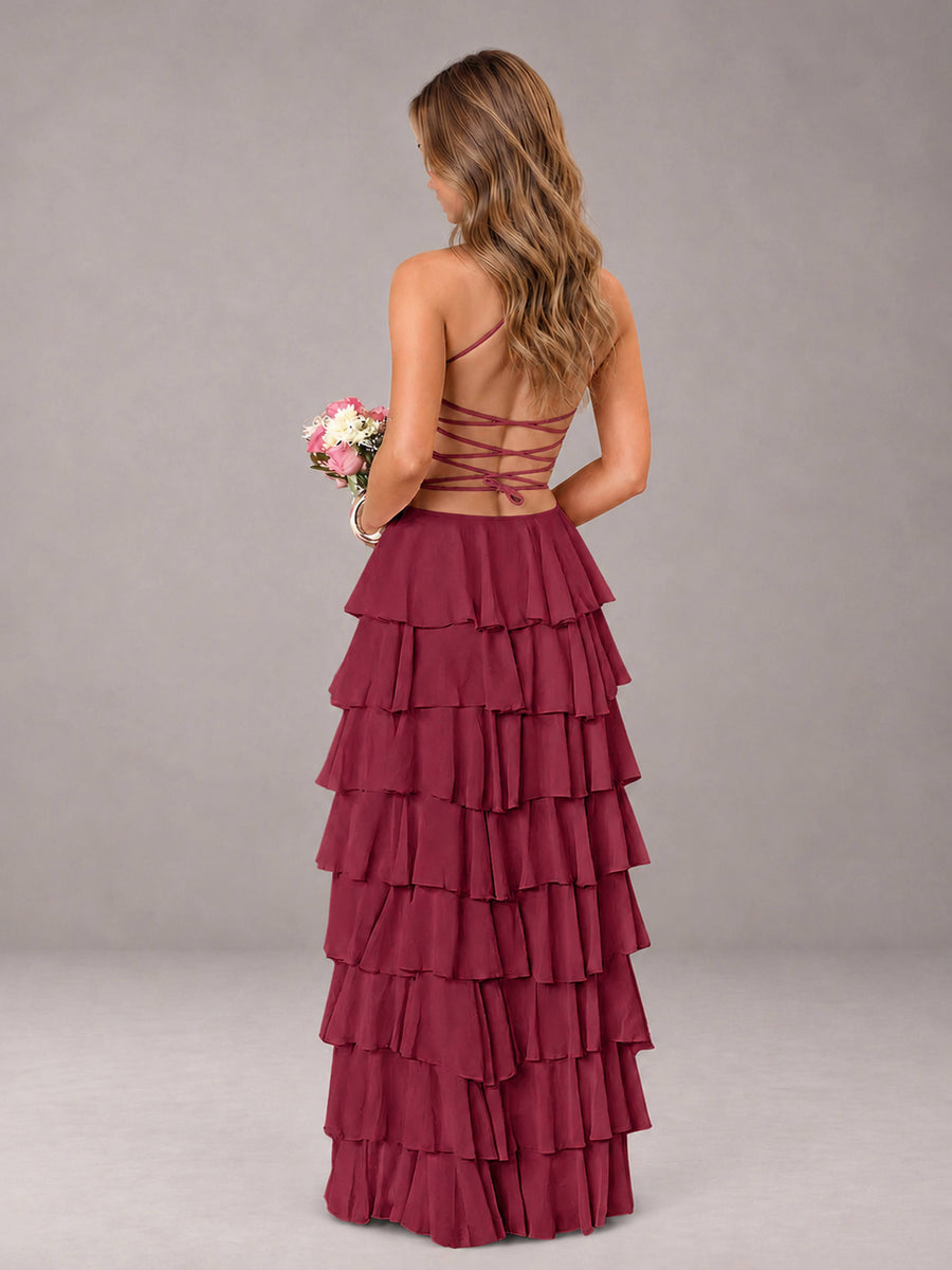 Cinnamon Rose Sweetheart Neck Spaghetti Straps Pleated Floor Length Bridesmaid Dress