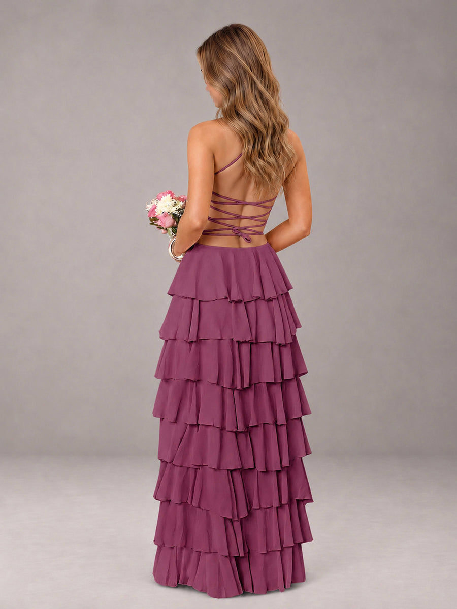 Desert Rose Sweetheart Neck Spaghetti Straps Pleated Floor Length Bridesmaid Dress