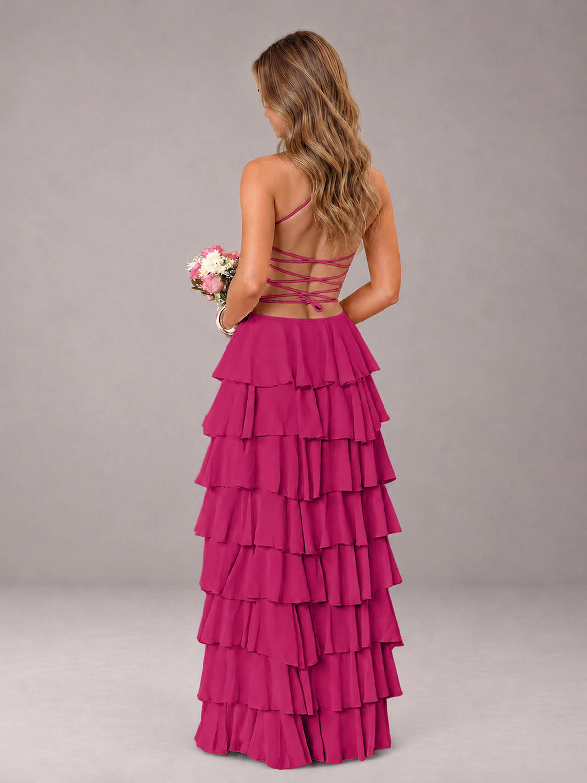 Fuchsia Sweetheart Neck Spaghetti Straps Pleated Floor Length Bridesmaid Dress