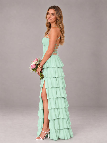 Mint Green Sweetheart Neck Spaghetti Straps Pleated Floor Length Bridesmaid Dress