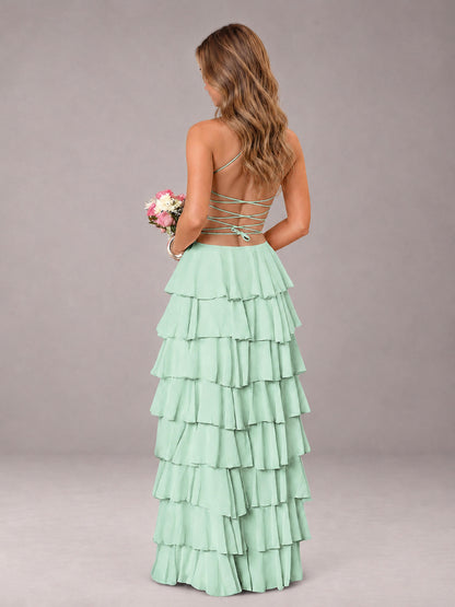 Mint Green Sweetheart Neck Spaghetti Straps Pleated Floor Length Bridesmaid Dress