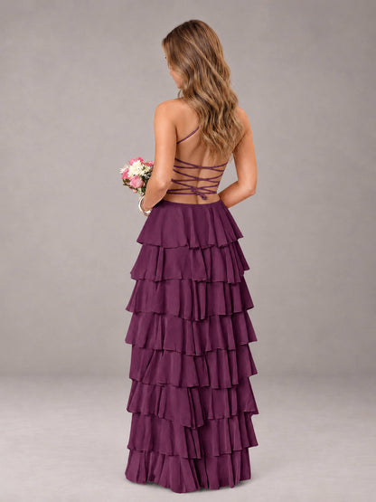 Plum Sweetheart Neck Spaghetti Straps Pleated Floor Length Bridesmaid Dress