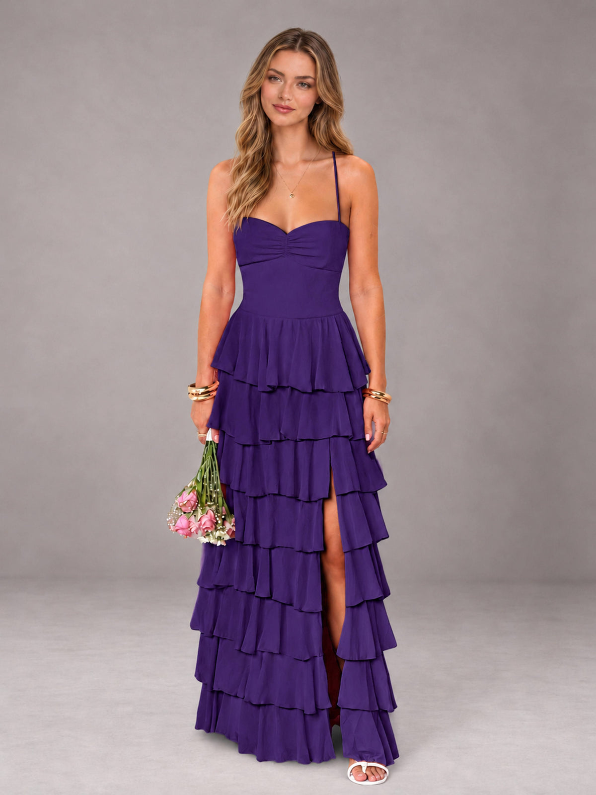 Regency Sweetheart Neck Spaghetti Straps Pleated Floor Length Bridesmaid Dress