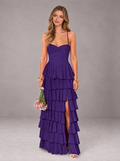 Regency Sweetheart Neck Spaghetti Straps Pleated Floor Length Bridesmaid Dress