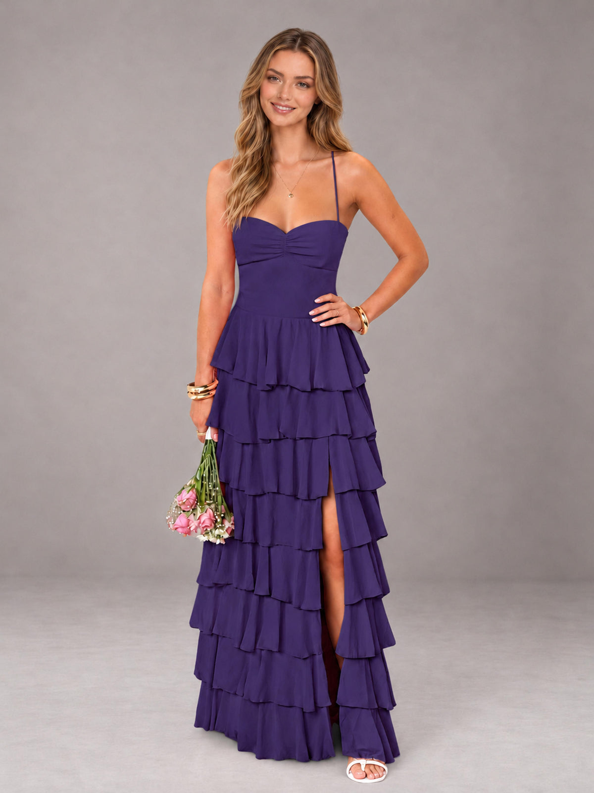 Regency Sweetheart Neck Spaghetti Straps Pleated Floor Length Bridesmaid Dress