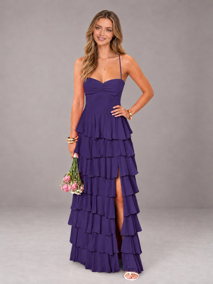 Regency Sweetheart Neck Spaghetti Straps Pleated Floor Length Bridesmaid Dress