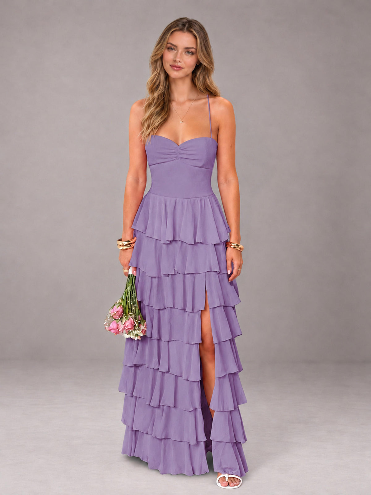 Tahiti Sweetheart Neck Spaghetti Straps Pleated Floor Length Bridesmaid Dress