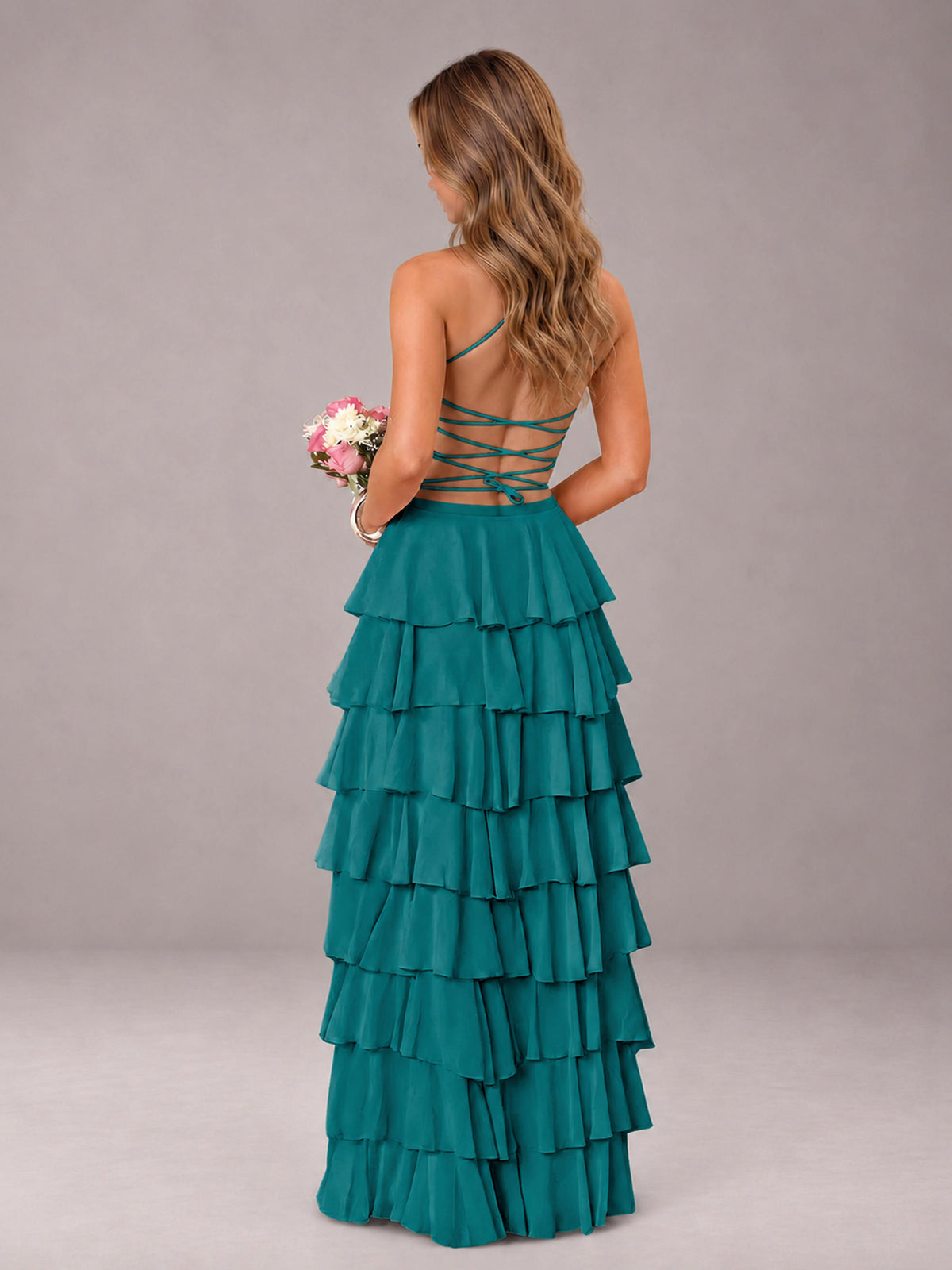 Teal Sweetheart Neck Spaghetti Straps Pleated Floor Length Bridesmaid Dress
