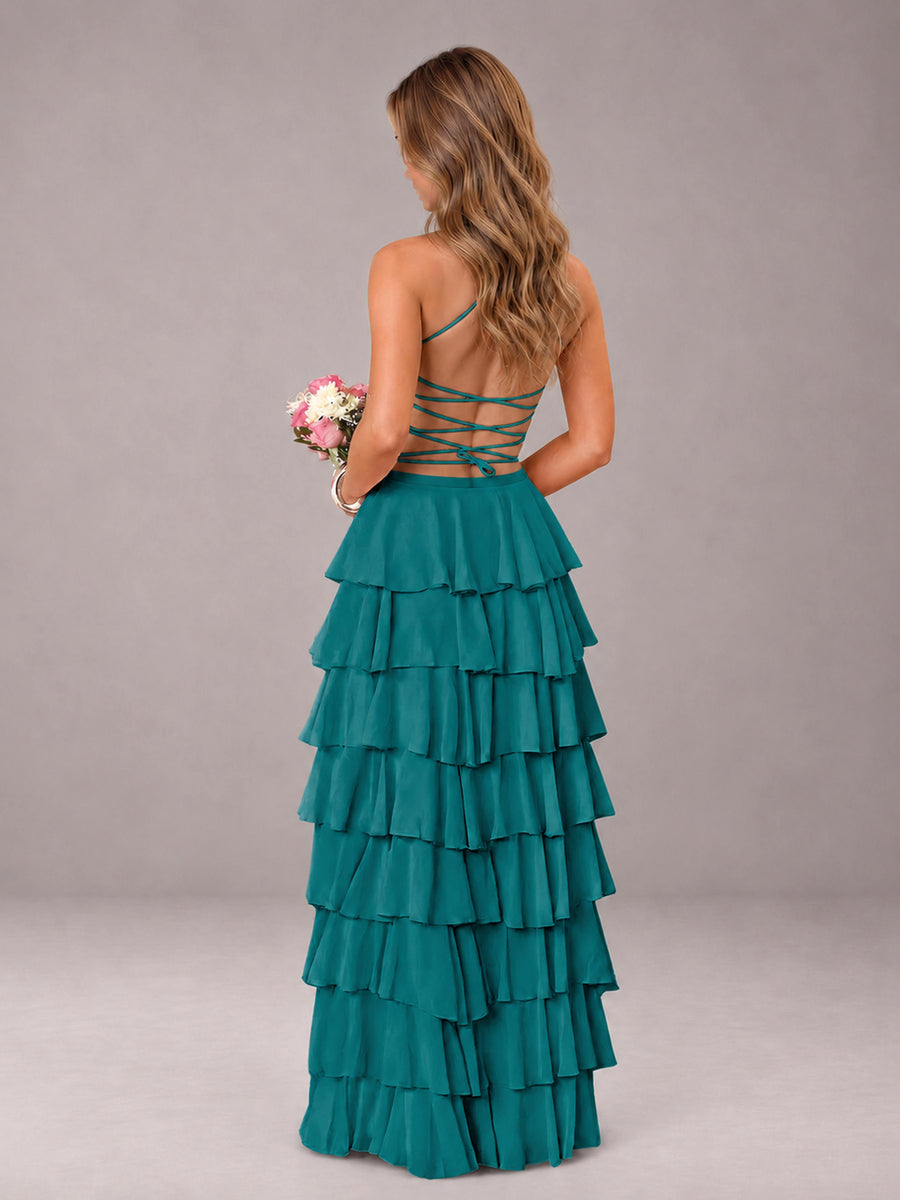Teal Sweetheart Neck Spaghetti Straps Pleated Floor Length Bridesmaid Dress