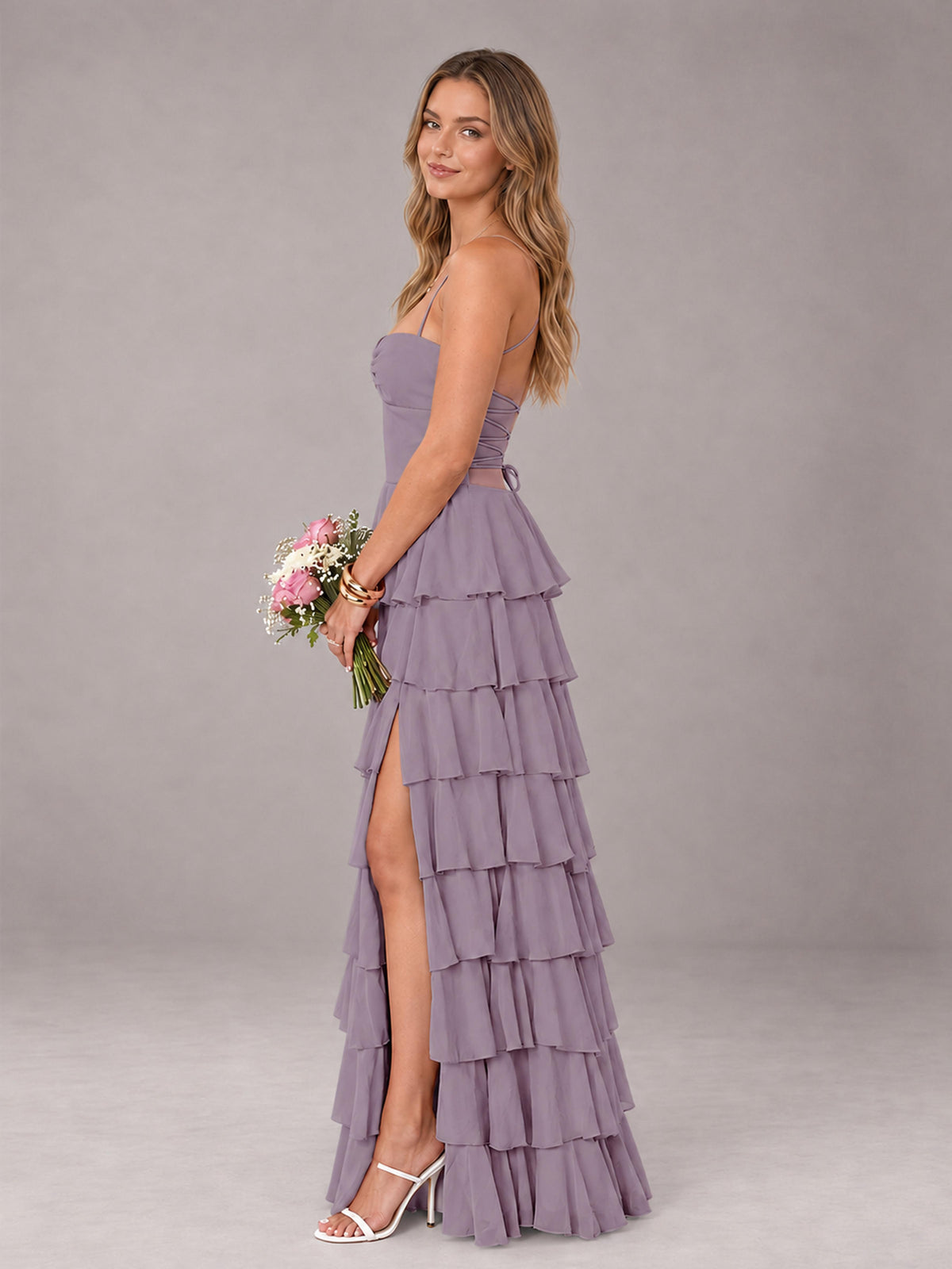 Wisteria Sweetheart Neck Spaghetti Straps Pleated Floor Length Bridesmaid Dress