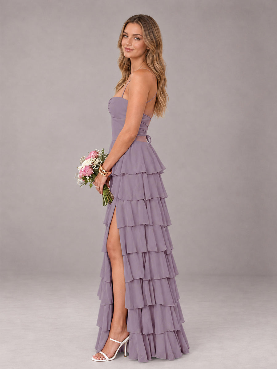 Wisteria Sweetheart Neck Spaghetti Straps Pleated Floor Length Bridesmaid Dress