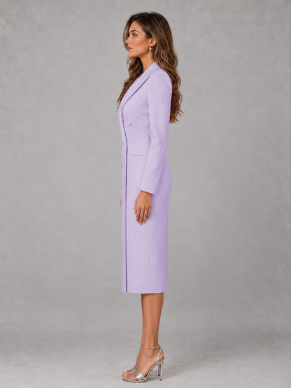 Lilac Tailored Fit Peak Lapel Double Breasted Tea-Length Women's Blazer