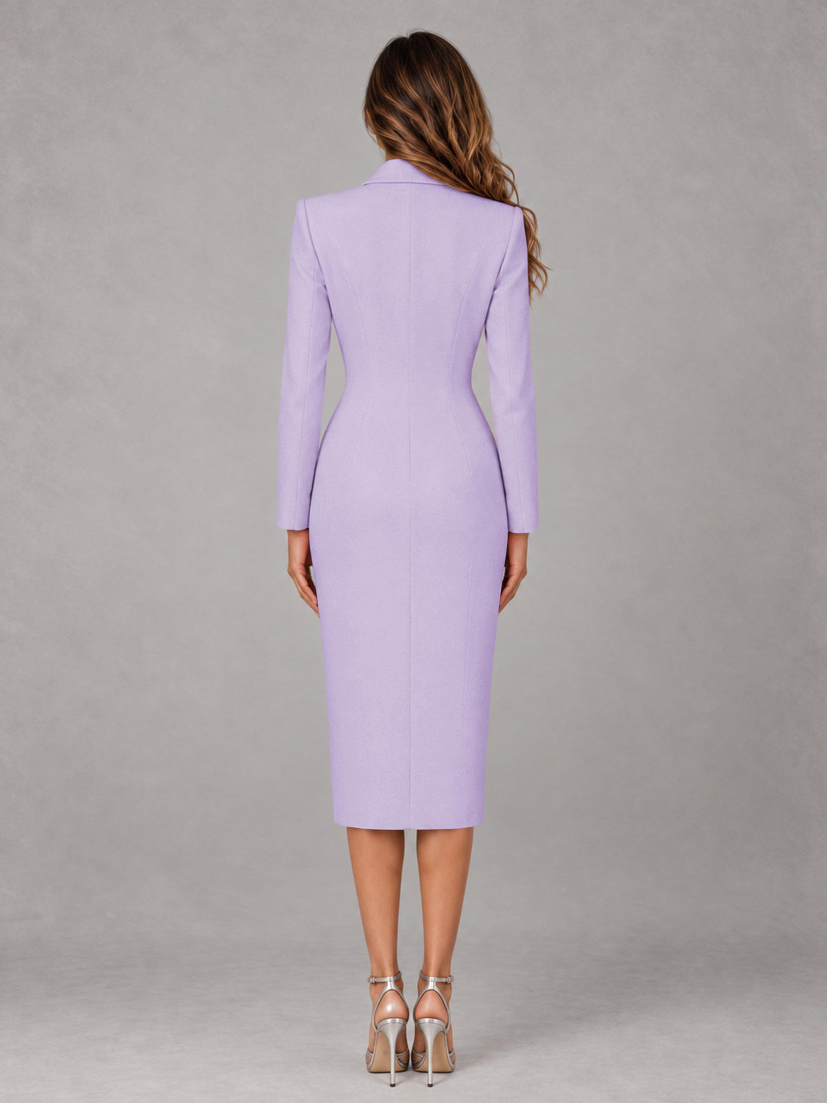 Lilac Tailored Fit Peak Lapel Double Breasted Tea-Length Women's Blazer