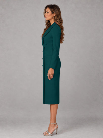 Peacock Tailored Fit Peak Lapel Double Breasted Tea-Length Women's Blazer
